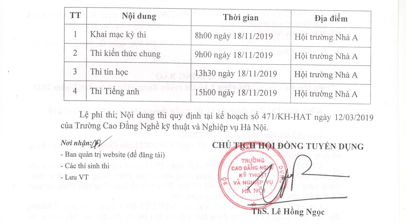 Thông báo triệu tập thí sinh dự thi vòng 1 kỳ thi tuyển dụng viên chức đợt 2 năm 2019